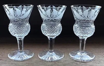 EDINBURGH CRYSTAL THISTLE LIQUEUR GLASSES X 3 • £50