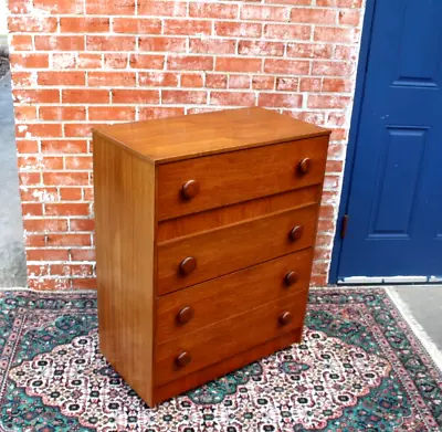 Mid Century Modern Teak Wood Chest Of Drawers With 4 Drawers • $1075