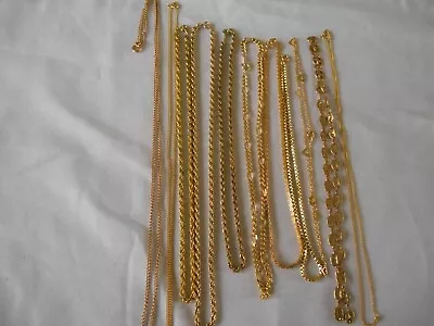 Gold Tone Coloured Chain Necklaces Job Lot Of 11 • £10