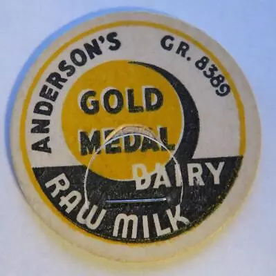 Anderson’s Gold Medal Dairy Raw Milk 56mm Milk Bottle Cap • $6