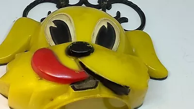 Vintage Yellow Dog Wall Pocket Planter Plastic USA F And F Mold And Die Cut • $12.99