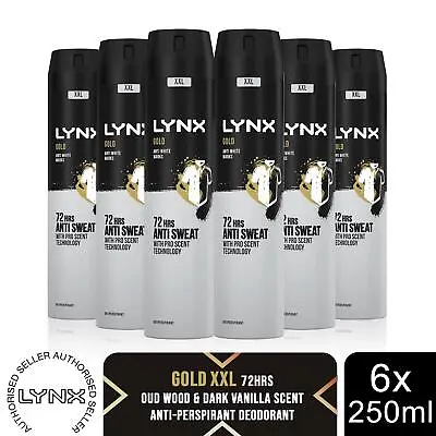 Lynx XXL Gold 72H Sweat Protection Anti-Perspirant Deodorant 6x250ml • £24.99