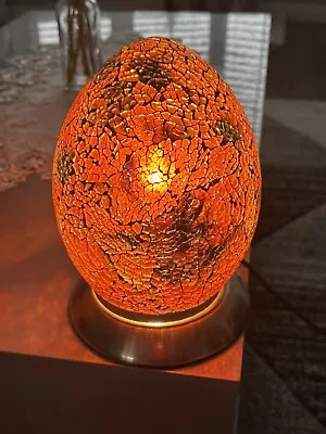 Crackle Glass Egg Lamp In Gold • £46