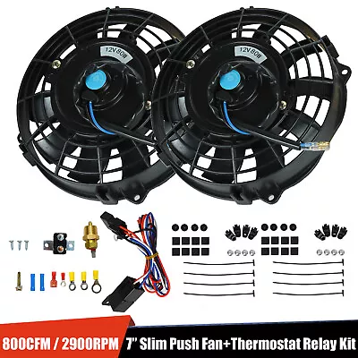 2PCS Electric Radiator Car Cooling Fan 7  Inch W/ Thermostat Relay Kit Universal • $48.99