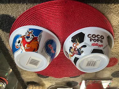 £11 • Buy 2 KELLOGGS MELAMINE CEREAL BOWLS COCO POPS FROSTIES FOOTBALL 2012 Tony Tiger 