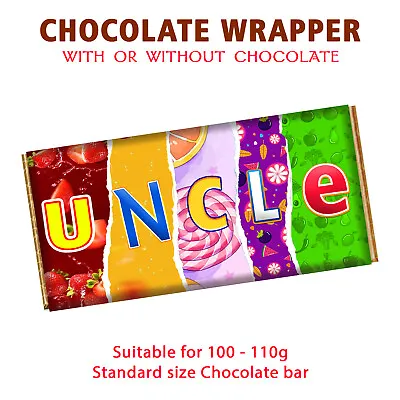 Uncle Chocolate Bar Wrapper Novelty Joke Funny Gift Birthday Christmas Valentine • £4.99