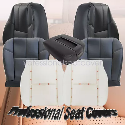 For 2007-2013 Chevy Silverado 1500 2500 3500 HD Front Leather Seat Cover Black • $45.35