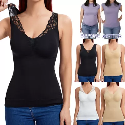 $17.79 • Buy Women Padded Bra Tummy Control Camisole Tank Top Body Shaper Waist Trainer Vest