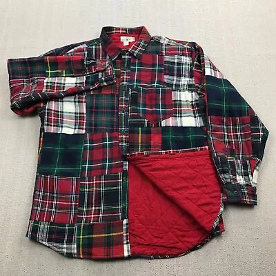 J Crew Shirt Jacket Mens Large Tall Madras Plaid Quilt Lined Button Up Shacket • $40