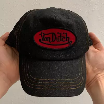 Vintage Y2K Von Dutch Patch Embroidered Logo Denim Mesh Trucker Hat Snapback Cap • $91.76