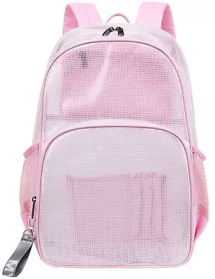 Heavy Duty Mesh Backpack See Through Bag Stadium Approved Schoolbag With Lapt... • $36.53