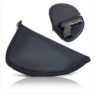 Black Pistol Rug Hand Gun Case Padded Soft Storage W/ Zippered Carry Pouch Bag • $12.99