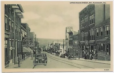 Laminated Reproduction Postcard Mount Pleasant PA Upper Main Street • $5.95