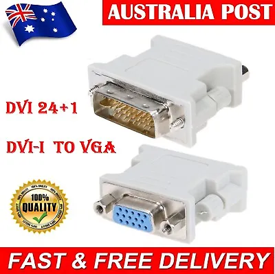 $7.99 • Buy DVI-D 24+1 Male To VGA 15 Pin Female Socket Converter Adapter SVGA HDTV DVI-I