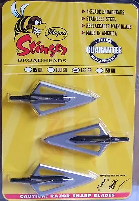 Magnus Stinger Broadheads Screw In 150 Gr 4 Blades • $39.98