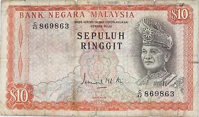 £4.99 • Buy 1967 Malaysia 10 Old Malaysian Ringgit Banknote T A Rahman Asia Di-perlakukan