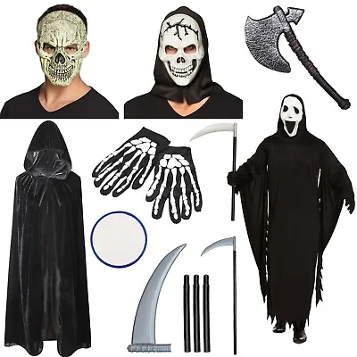 Adult Death Reaper Phantom Of Darkness Halloween Grim Reaper Fancy Dress Costume • £5.49