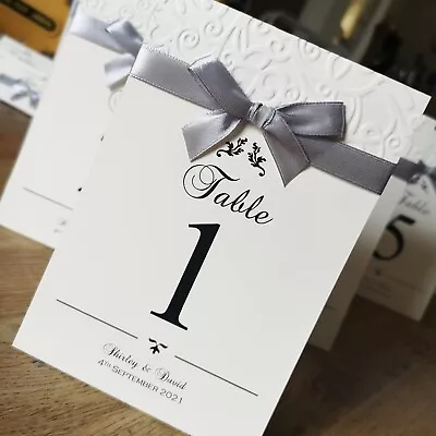 Wedding Table Numbers Names Embossed Free Standing Or For Holders Personalised • £4