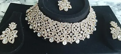 £19.89 • Buy Indian Pakistani Choker Necklace Earrings Tikka Jewellery Set Bridal Party Wear