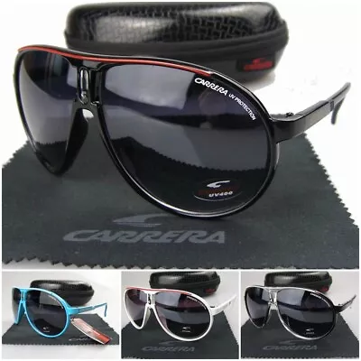 New Men's Women's Retro Outdoor Matte Black Sunglasses Carrera Glasses+Box C01 • $19.99