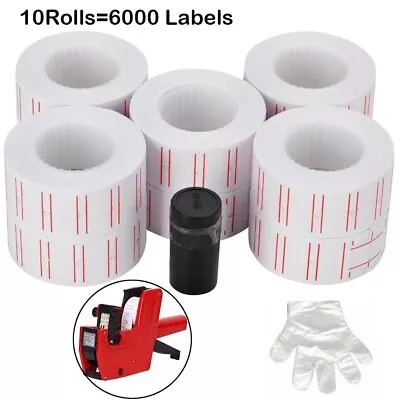 600/ Roll Price Tag Gun Stickers Label Refill Red Lines For MX-5500 Price Labels • $8.75