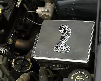 1998-2004 Mustang Polished Stainless Steel Fuse Box Cover W/ Black Cobra Emblem! • $39.95