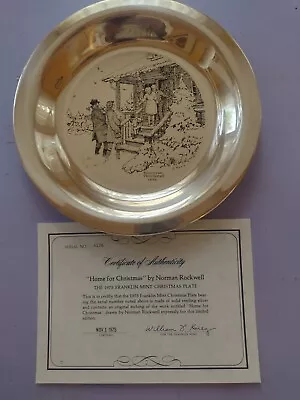 Norman Rockwell Sterling Silver Plate ' Home For Christmas '   1975.  8  • $79