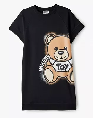 MOSCHINO KIDS Teddy Bear Short Sleeve Sweat Dress In Black  • $59