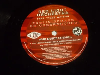 £14.99 • Buy RED LIGHT ORCHESTRA Feat TYLER WATSON - Who Needs Ememies - 2-track 12  DJ Promo