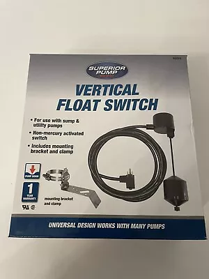 Vertical Float Switch Superior Pump 92010 Black • $39.99