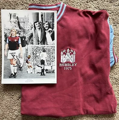 West Ham United 1975 FA Cup Final Score Draw Shirt XL & Signed Photo Alan Taylor • £5