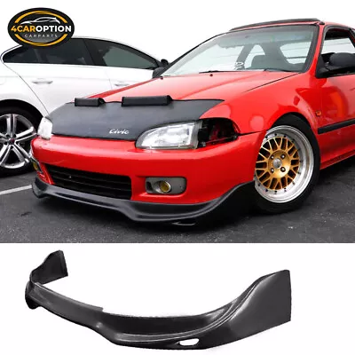 Fits 92-95 Honda Civic JDM JUN Style PU Front Bumper Lip Spoiler Splitter Black • $94.99