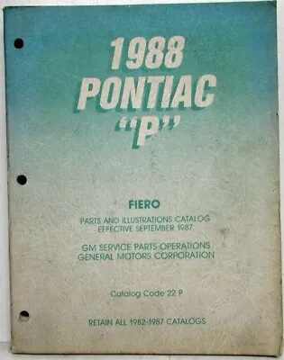 $119 • Buy 1988 Pontiac Fiero/Fiero GT Parts And Illustration Catalog
