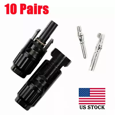 10 Pairs Solar Cable Connectors 4mm-6mm 30Amp Waterproof Solar Panel Wire Joiner • $16.72