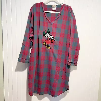 Vintage Disney World Plaid Flannel Nightgown Minnie Mouse Size Large XLarge • £20.44