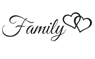 FAMILY Wall Art Vinyl Sticker + Hearts Decal Room Home Quote Love 21 Colours • £3.95