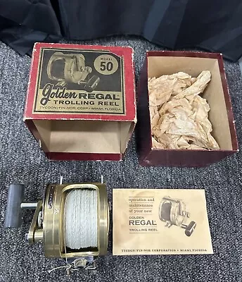 Tycoon Fin-nor Golden Regal 50 Vintage Deep Sea Fishing Reel W/ Original Box  • $250