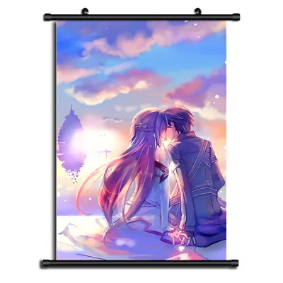 Sword Art Online Kirito Asuna Anime Wall Poster Scroll Home Decor Cosplay • $5.12