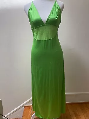 Zara Satin Effect Lace Slip Dress Light Green Size Small • $20