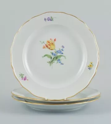 Meissen Germany. Three Large Dinner Plates In Porcelain With  Floral Motifs • $340