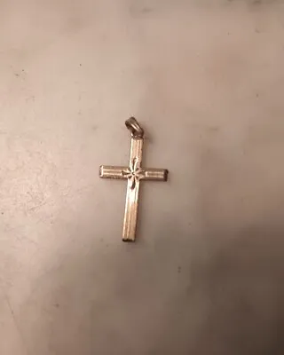 Vintage Mid-Century Yellow Gold Fill Cross Pendant Approx 1 Inch Etched • $13.50