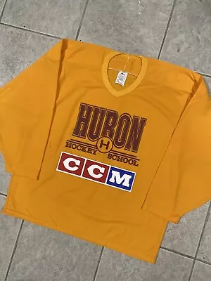 VTG Hockey Jersey Huron Hockey School Jofa Titan Maroon Gold Adult SIZE LARGE • $54.99