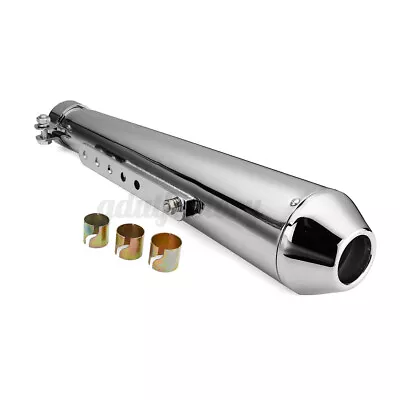 £29.46 • Buy Universal Chrome Custom Megaphone Motorcycle Exhaust Silencer Cafe Racer NEW