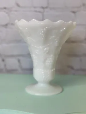 Anchor Hocking Milk Glass Fluted Vase With Grape Design • $7