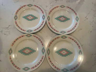 $19.99 • Buy Meiwa Table Art Southwest Native AZTEC  7 1/2  Salad Plates Set Of 4. EUC