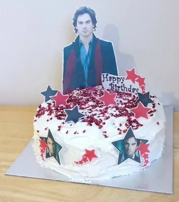 Damon Salvatore Vampire Diaries Cake Scene Stand Up Toppers Edible Party Cup • £2.65