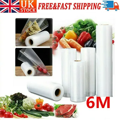 6MX20/28cm Vacuum Food Sealer Rolls Saver Bag Seal Storage Commercial Heat Grade • £35.71