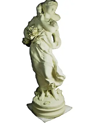 Vintage 18  Chalkware Classical Greek Statue Woman W/ Flowers Marwal Hip Moreau • $69.99