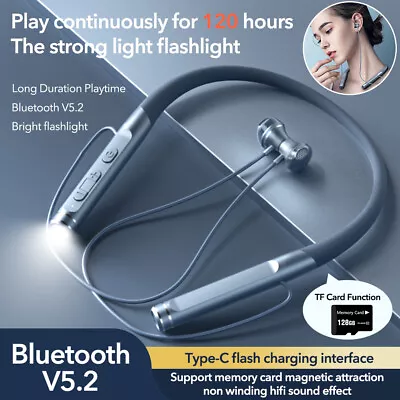 Bluetooth 5.2 Neckband Earphone Wireless Headphone Sport Headset Stereo Earbuds • £12.99