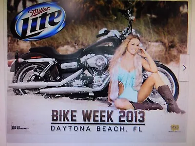 Vintage 24  X 18  Harley Miller Lite Beer Poster Bike Week Daytona Beach FL 2013 • $12.95